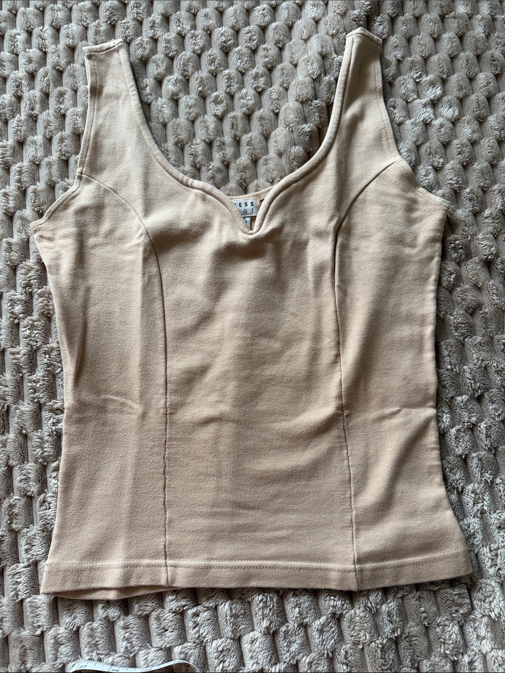 2 Everyday Ribbed V-Neck Tank — Cream & Tan - Picture 7 of 9
